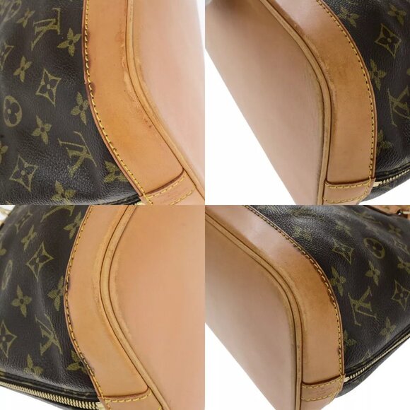 LOUIS VUITTON LV Logo Alma Hand Bag Monogram Leather Brown France - Picture 5 of 16